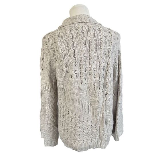 Soft Surroundings NWT Sweater Open Cable Knit Flare Sleeve Mock Neck sz L - Picture 2 of 11